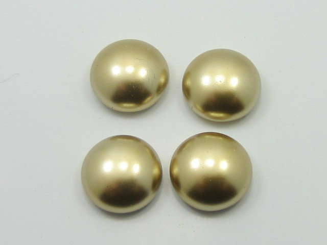 4 pcs. PEARL 9mm GOLD 1/2 ROUND FLATBACK PRECOISA Element